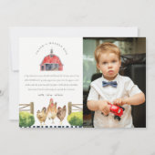 Niedliches Rustikales Foto Roter Hühnerhühner Gebu Dankeskarte (Vorderseite)