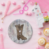 Niedliches rustikales Rosa Cowgirl Herzstiefel Bra Pappteller (Party)