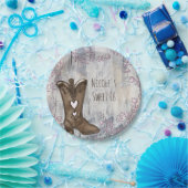 Niedliches rustikales Rosa Cowgirl Herzstiefel Bra Pappteller (Party)