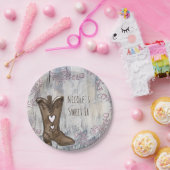 Niedliches rustikales Rosa Cowgirl Herzstiefel Bra Pappteller (Party)