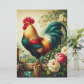 Niedliches rustikales/Vintages Hahn Feiertagskarte (Stehend Vorderseite)