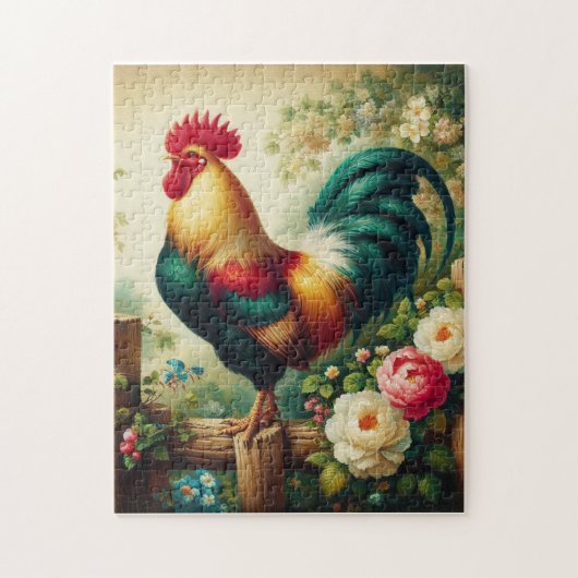 Niedliches rustikales/Vintages Hahn Puzzle (Vertikal)