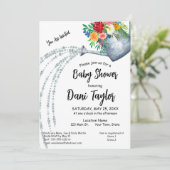 Niedliches rustikales Wasser mit Blütendusche Einladung (Stehend Vorderseite)