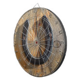 Niedliches rustikales Western-viel Glück-hölzerner Dartscheibe (Vorderseite rechts)