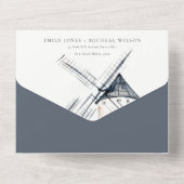 Niedliches Rustikales Windmühle-Thema Hochzeit All In One Einladung (Rückseite)