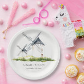 Niedliches Rustikales Windmühle-Thema Hochzeit Pappteller (Party)