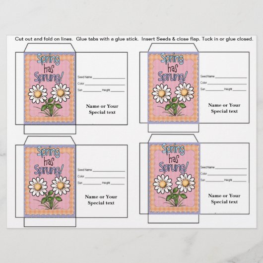 Niedliches Saatgutpackgeschenk oder Gefallen Flyer (Vorne)