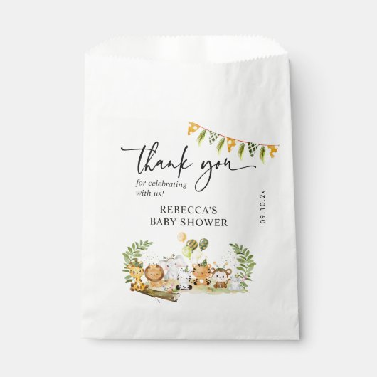 Niedliches Safari Animals Baby Dusche Brunch Party Geschenktütchen (Vorderseite)