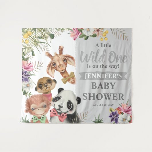 Niedliches Safari Animals Boy Baby Dusche Hintergr Wandteppich (Vorderseite (Horizontal))