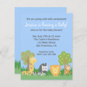 Niedliches Safari Animals Theme Babydusche Party Einladung (Vorne/Hinten)