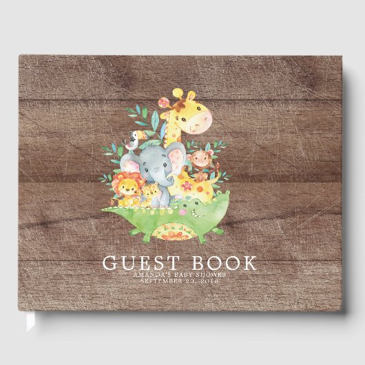 Niedliches Safari Jungle Baby Showbook Gästebuch (Vorderseite)