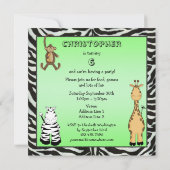 Niedliches Safari-Tier-Geburtstags-Party Einladung (Rückseite)