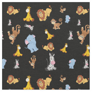 niedliches Safari-Tiermuster - Giraffe, Elefant Stoff