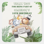 Niedliches Safari Wild Jungle Animal Gastgeschenk Quadratischer Aufkleber (Vorderseite)