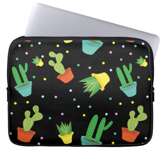 Niedliches saftiges Kaktuspolka-Punktmuster Laptopschutzhülle (Vorderseite)