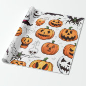 Niedliches saisonales Orange Lila Fall Pumpween Geschenkpapier (Ungerollt)