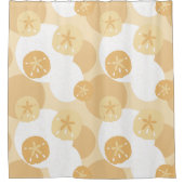 Niedliches Sand-Dollar-Küstenprint Beige Weißes Mu Duschvorhang (Vorderseite)
