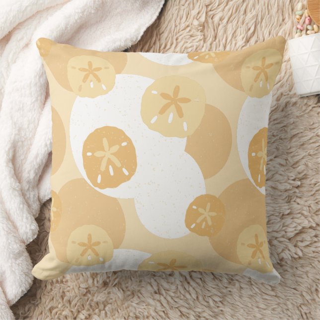 Niedliches Sand-Dollar-Küstenprint Beige Weißes Mu Kissen (Decke)