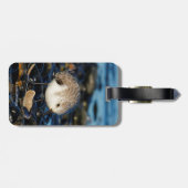 Niedliches Sanderling genießt Meeresfrüchte Essen  Gepäckanhänger (Rückseite horizontal)