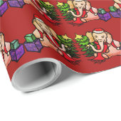 Niedliches Sankt-Cartoon-Elefant-Weihnachten Geschenkpapier (Rolleneckpunkt)