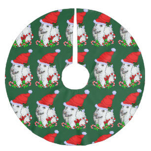 Niedliches Sankt-Pudel-Weihnachten Polyester Weihnachtsbaumdecke