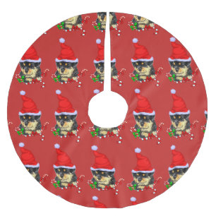 Niedliches Sankt-Welpe Rottweiler Weihnachten Polyester Weihnachtsbaumdecke