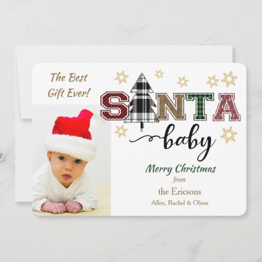 Niedliches Santa Baby Foto Ankündigung Weihnachten (Vorderseite)