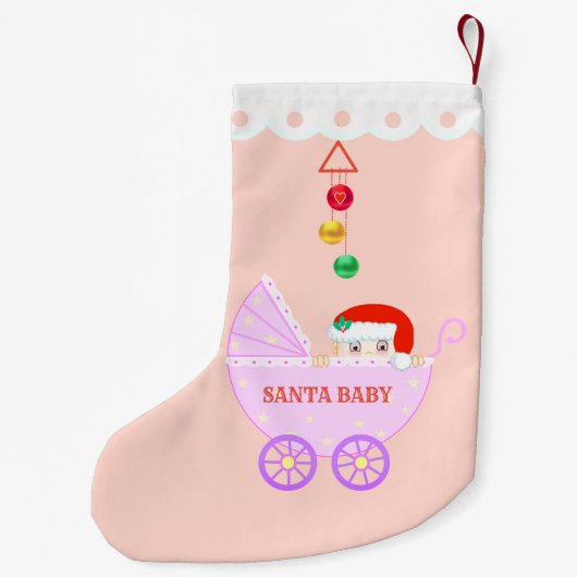 Niedliches Santa Baby in Pink Kleiner Weihnachtsstrumpf (Rückseite)