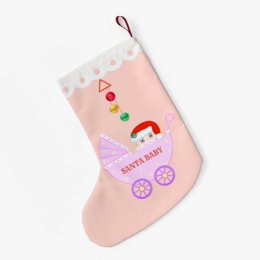 Niedliches Santa Baby in Pink Kleiner Weihnachtsstrumpf (Rückseite (Hängend))