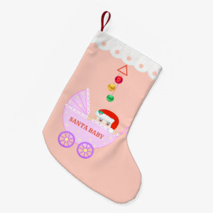 Niedliches Santa Baby in Pink Kleiner Weihnachtsstrumpf