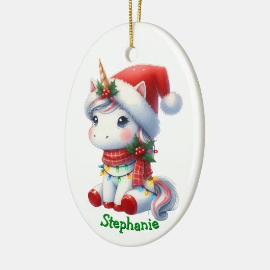 Niedliches Santa Einicorn im Urlaubsleben Keramik Ornament (Links)
