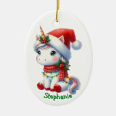 Niedliches Santa Einicorn im Urlaubsleben Keramik Ornament (Vorne)