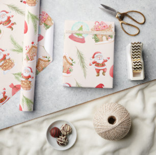 Niedliches Santa Gingerbret House Geschenkpapier