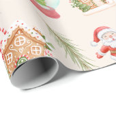 Niedliches Santa Gingerbret House Geschenkpapier (Rolleneckpunkt)