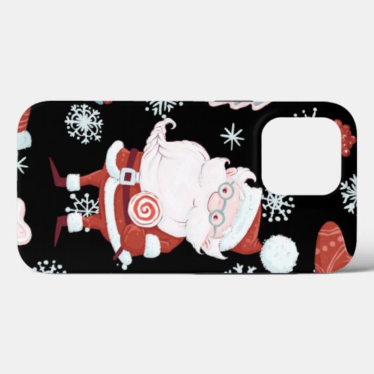 Niedliches Santa Pattern OtterBox iPhone Case (Rückseite (Horizontal))