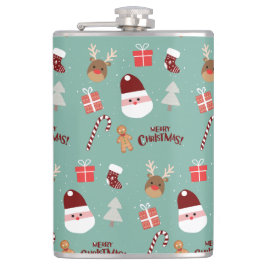 Niedliches Santa Reindeer Candy Cane Gingerbread M Flachmann