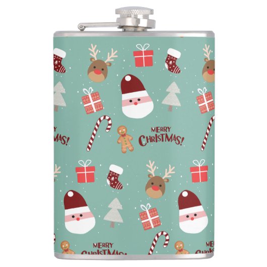 Niedliches Santa Reindeer Candy Cane Gingerbread M Flachmann (Vorderseite)