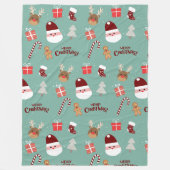 Niedliches Santa Reindeer Candy Cane Gingerbread M Fleecedecke (Vorderseite)