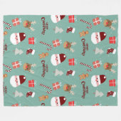Niedliches Santa Reindeer Candy Cane Gingerbread M Fleecedecke (Vorderseite (Horizontal))