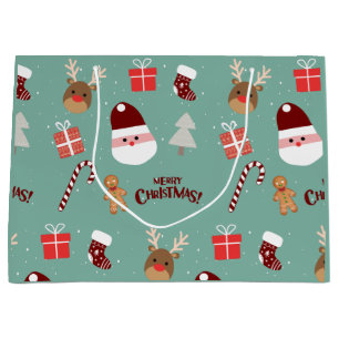 Niedliches Santa Reindeer Candy Cane Gingerbread M Große Geschenktüte