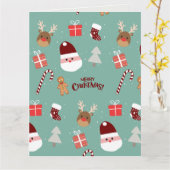 Niedliches Santa Reindeer Candy Cane Gingerbread M Karte (Gelbe Blume)