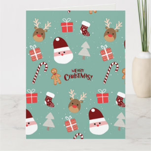 Niedliches Santa Reindeer Candy Cane Gingerbread M Karte