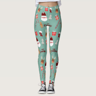 Niedliches Santa Reindeer Candy Cane Gingerbread M Leggings
