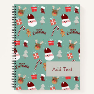 Niedliches Santa Reindeer Candy Cane Gingerbread M Notizblock