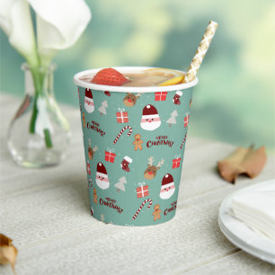 Niedliches Santa Reindeer Candy Cane Gingerbread M Pappbecher