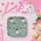 Niedliches Santa Reindeer Candy Cane Gingerbread M Pappteller (Party)