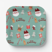Niedliches Santa Reindeer Candy Cane Gingerbread M Pappteller (Vorderseite)