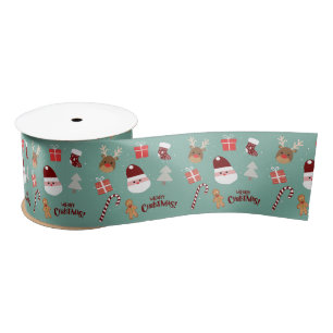 Niedliches Santa Reindeer Candy Cane Gingerbread M Satinband