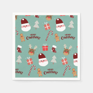 Niedliches Santa Reindeer Candy Cane Gingerbread M Serviette
