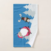 Niedliches Santa & Reindeer individuelle Name Hand Badhandtuch Set (Handtuch)